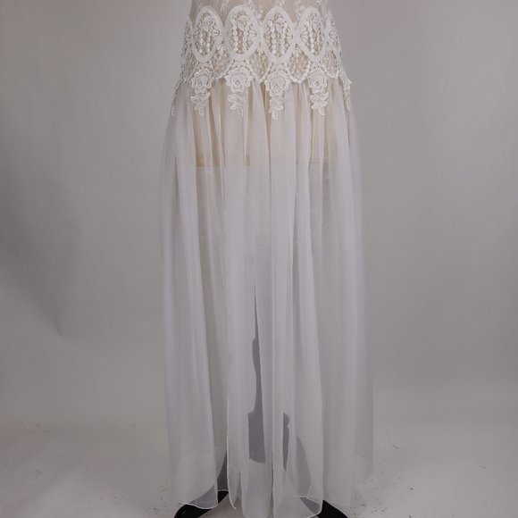 🌺 Vtg Jessica McClintock White Bridal Lace Nightgown Negligee Victorian Dress S - Picture 9 of 15